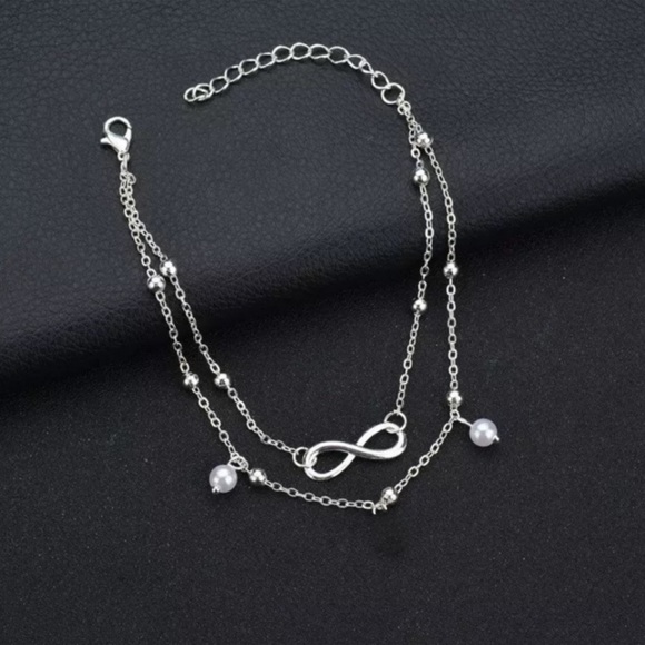 Boho Double Strand Infinity Anklet Set with Pearls - Picture 10 of 13